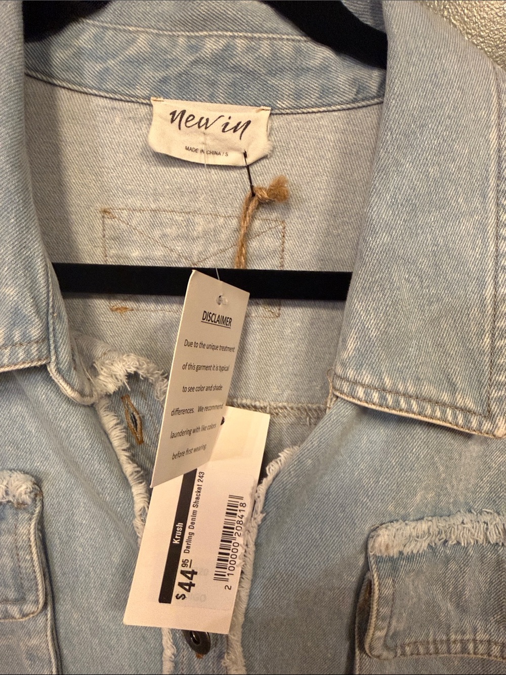NEW Light Wash Distressed Denim Jacket - Light Blue - Picture 3 of 8
